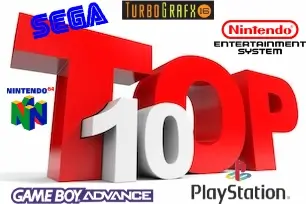 Nostalgia Ranked: The 10 Best Retro Gaming Consoles Top 10 retro video game consoles featuring logos from Sega, NES, PlayStation, Nintendo 64, Game Boy Advance, and TurboGrafx-16.